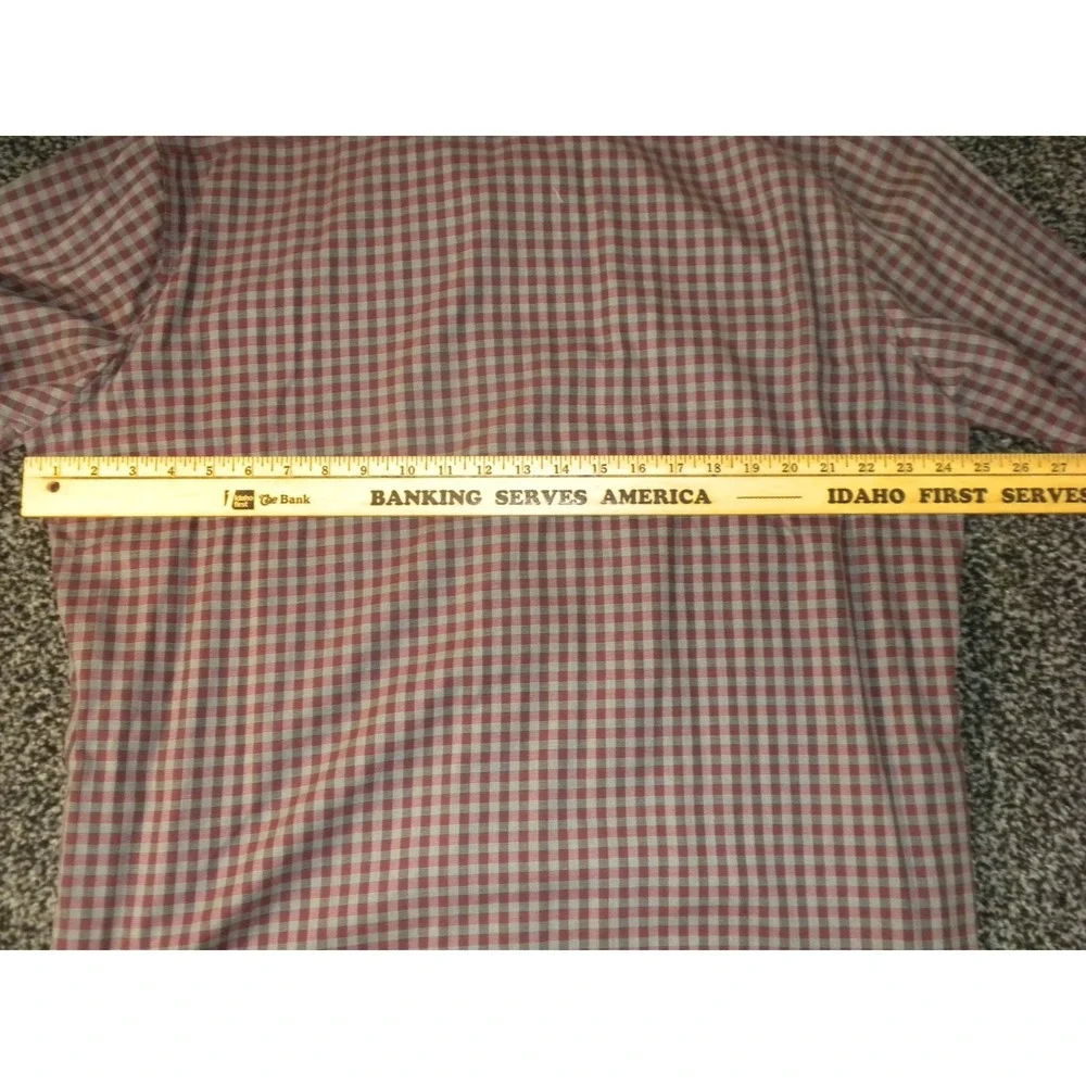 Robert Graham Shirt Mens XL Maroon Gray Check Button Up Contrast Flip Cuff Stain - Picture 14 of 16